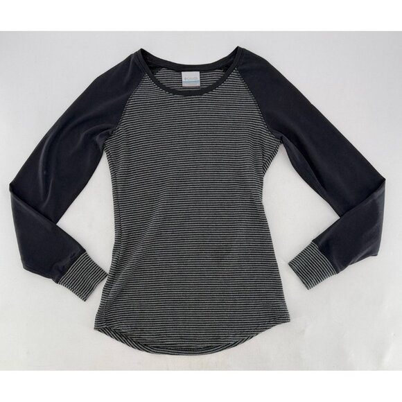 Columbia Cascade George Black &‎ Gray Waffle Knit Long Sleeve Crew Shirt Sz M - Picture 3 of 9